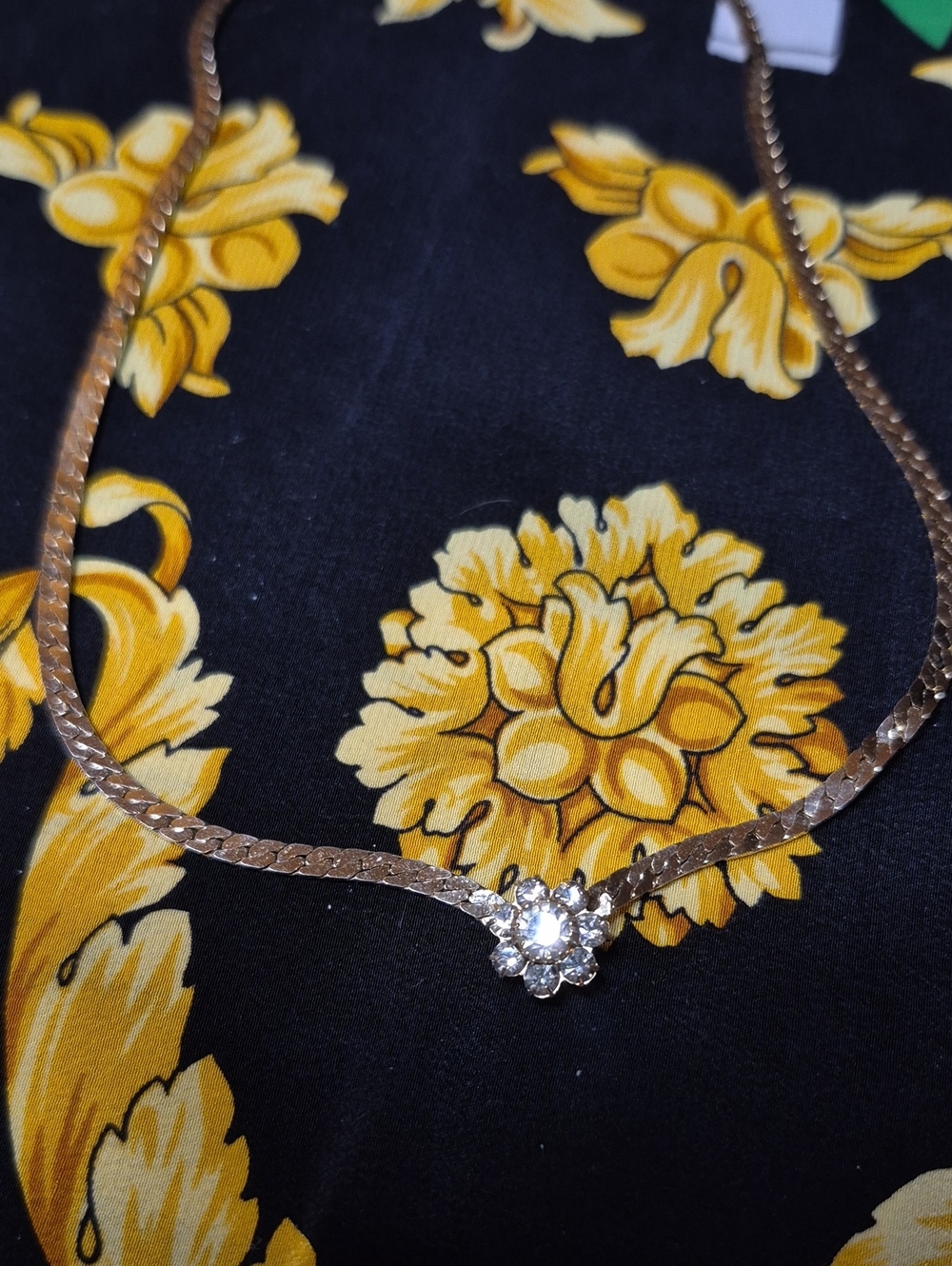 Park Lane Gold-Tone Flower Cluster Necklace with Clear Stones